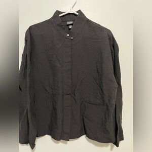 Eileen Fisher Petite linen-blend button down shirt K.
